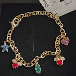 Disney Kendra Scott Charm‎ Bracelet Gold New Mickey Mouse Star Heart